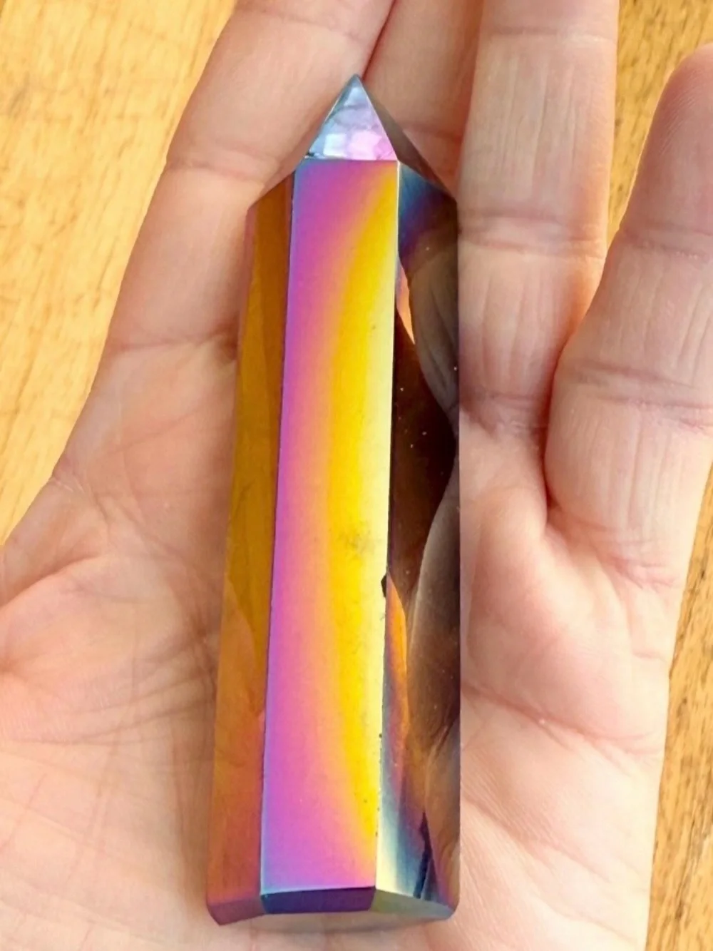 Titanium Rainbow Aura Quartz Tower, Wandering Bunny LLC